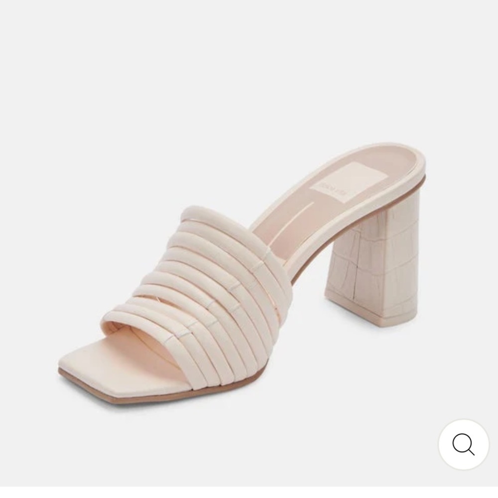 Dolce Vita Priana Mules Heels Square Toe Chunky Block 90's Cream Ivory Womens 10 - Picture 8 of 13